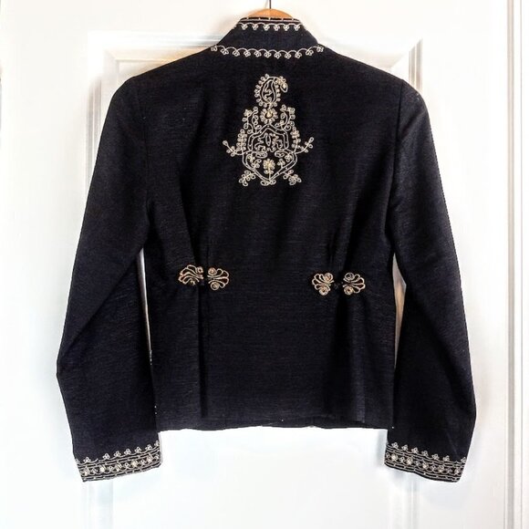 Silk Land Petite Black Embellished Silk Jacket - Picture 2 of 6